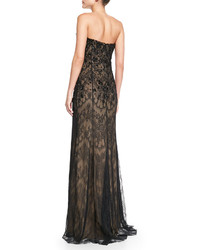 Notte by Marchesa Strapless Embroidered Lace Gown