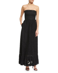 Valentino Strapless Lace Gown Wpockets Black