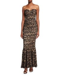 Norma Kamali Strapless Sweetheart Lace Corset Gown Black