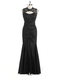 Xscape Evenings Xscape Ruched Taffeta And Lace Mermaid Gown