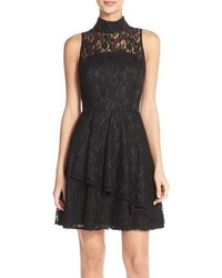 Adelyn Rae Adelyn R Mock Neck Lace Fit Flare Dress