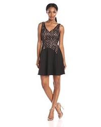Adelyn Rae Adelyn R Lace Fit And Flare V Neck Dress
