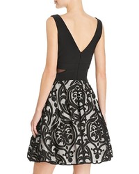 Avery G Fit And Flare Combo Cocktail Dress