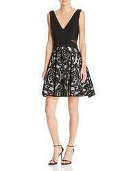 Avery G Fit And Flare Combo Cocktail Dress