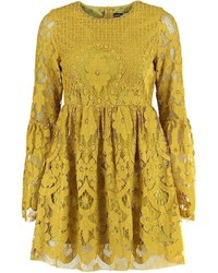 Boohoo Boutique Fi Lace Bell Sleeve Fit Flare Dress