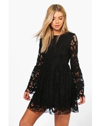 Boohoo Boutique Fi Lace Bell Sleeve Fit Flare Dress