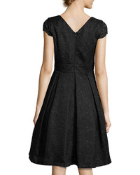 Chetta B Cap Sleeve Lace Fit And Flare Dress Black