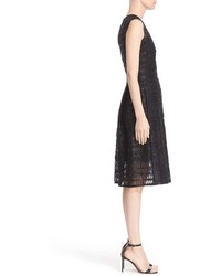 Car Marc Valvo Couture Sleeveless Lace Organza Fit Flare Dress