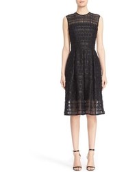 Car Marc Valvo Couture Sleeveless Lace Organza Fit Flare Dress