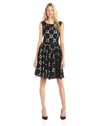 Eliza J Lace Fit And Flare Dress With Mesh Detail