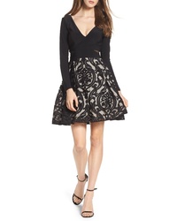 XSCAPE Embroidered Jersey Party Dress