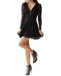 GUESS Fit And Flare Lace Paneled Mini Dress