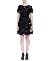 Lanvin Floral Lace Ruffled Fit And Flare Dress