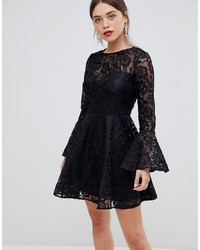 Frock and Frill Frock Frill Lace High Neck Long Sleeve Skater Dress