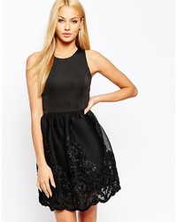 Lipsy Full Prom Skater Dress With Lace Embroidered Skirt
