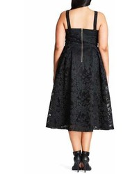 City Chic Jackie O Lace Fit Flare Dress