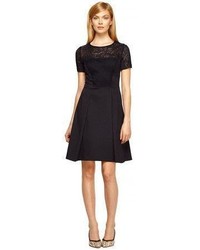 Kay Unger Jacquard And Fit And Flare Dress In Black