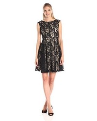 Julian Taylor Cap Sleeve Lace Fit And Flare Dress