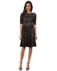 Adrianna Papell Lace Fractured Fit Flare Dress