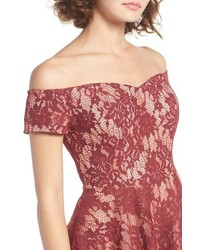 Soprano Lace Off The Shoulder Fit Flare Dress