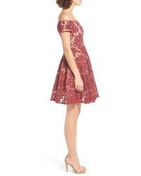 Soprano Lace Off The Shoulder Fit Flare Dress