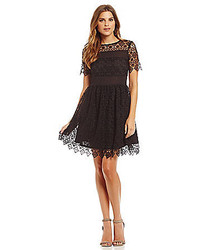Lucy Paris Lace Paneled Fit And Flare Dress
