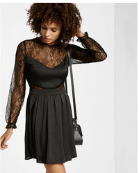 Express Lace V Front Fit And Flare Dress