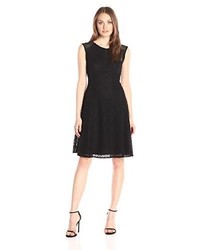 London Times Feather Day Lace Fit And Flare Dress