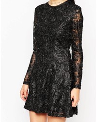 Rock & Religion Long Sleeve Lace Skater Dress With High Neck