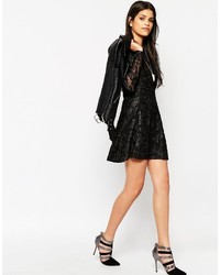Rock & Religion Long Sleeve Lace Skater Dress With High Neck