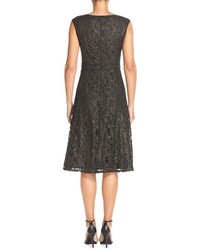 Adrianna Papell Metallic Lace Fit Flare Dress