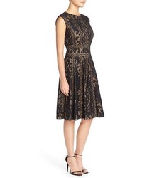 Tadashi Shoji Mixed Lace Fit Flare Dress