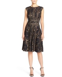 Tadashi Shoji Mixed Lace Fit Flare Dress