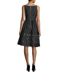 Kate Spade New York Lace Panel Bateau Neck Sleeveless Fit And Flare Dress