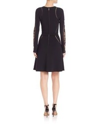 Elie Saab Perforated Knit Fit And Flare Dress