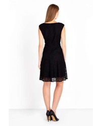 Petite Black Lace Fit Flare Dress
