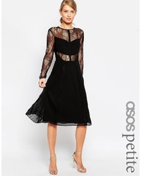 Asos Petite Midi Lace Skater Dress With Cut Outs