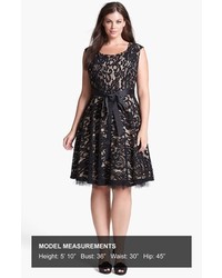 Betsy & Adam Plus Size Lace Fit Flare Dress