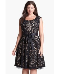 Betsy & Adam Plus Size Lace Fit Flare Dress