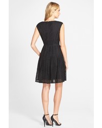 Adrianna Papell Seamed Eyelet Fit Flare Dress