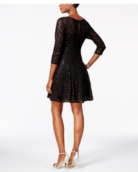 Sl Fashions Sequined Lace Fit Flare Dress