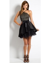 Camille La Vie Two Tone Lace Halter Homecoming Dress