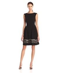 Vince Camuto Cap Sleeve Fit And Flare Dress With Lace Inset