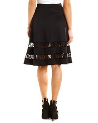 Charlotte Russe Lace Trim Full Midi Skirt