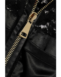 Givenchy Bomber Jacket With Silk Satin Panels In Black Lace
