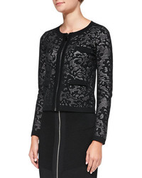 Milly Zip Front Lace Jacquard Jacket