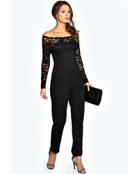 Boohoo Emily Scallop Lace Off The Shoulder Jumpsuit