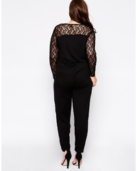 Asos Curve Wrap Jumpsuit With Lace Sleeves