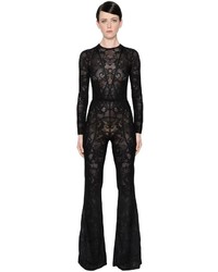 Geometric Fitted Lace Knit Jumpsuit