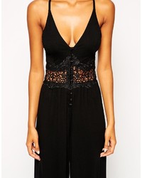 Asos Jumpsuit With Embroidered Lace Insert